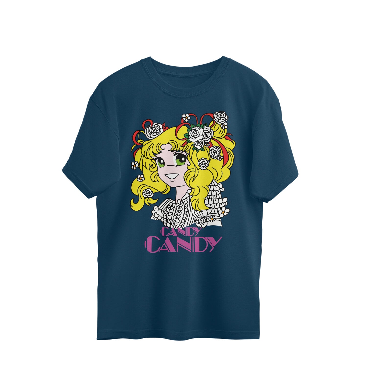 Women candy candy graphic printed crew neck oversized Tee