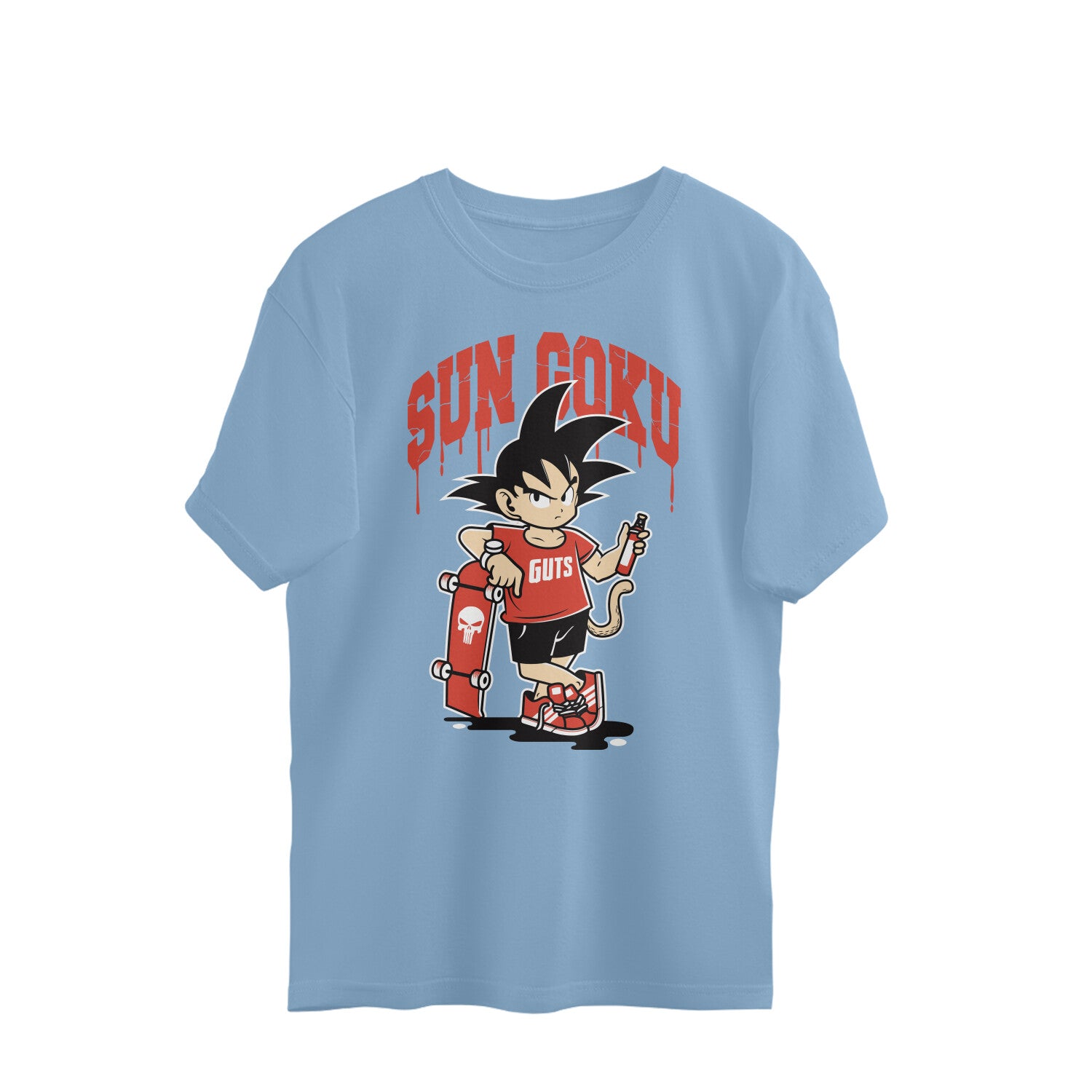 Men sun goku graphic printed crew neck oversized Tee