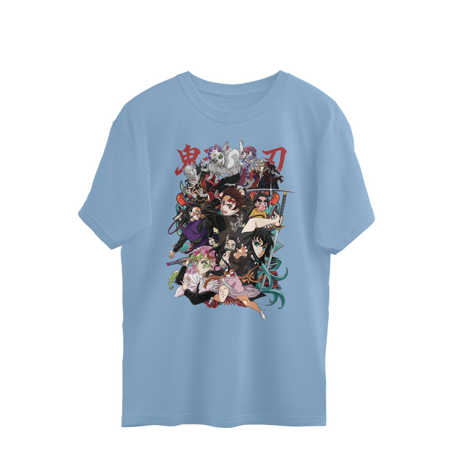 Women demon slayer family graphic printed oversized Tee