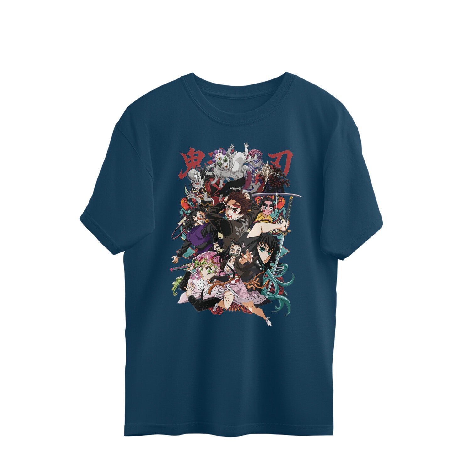 Women demon slayer family graphic printed oversized Tee