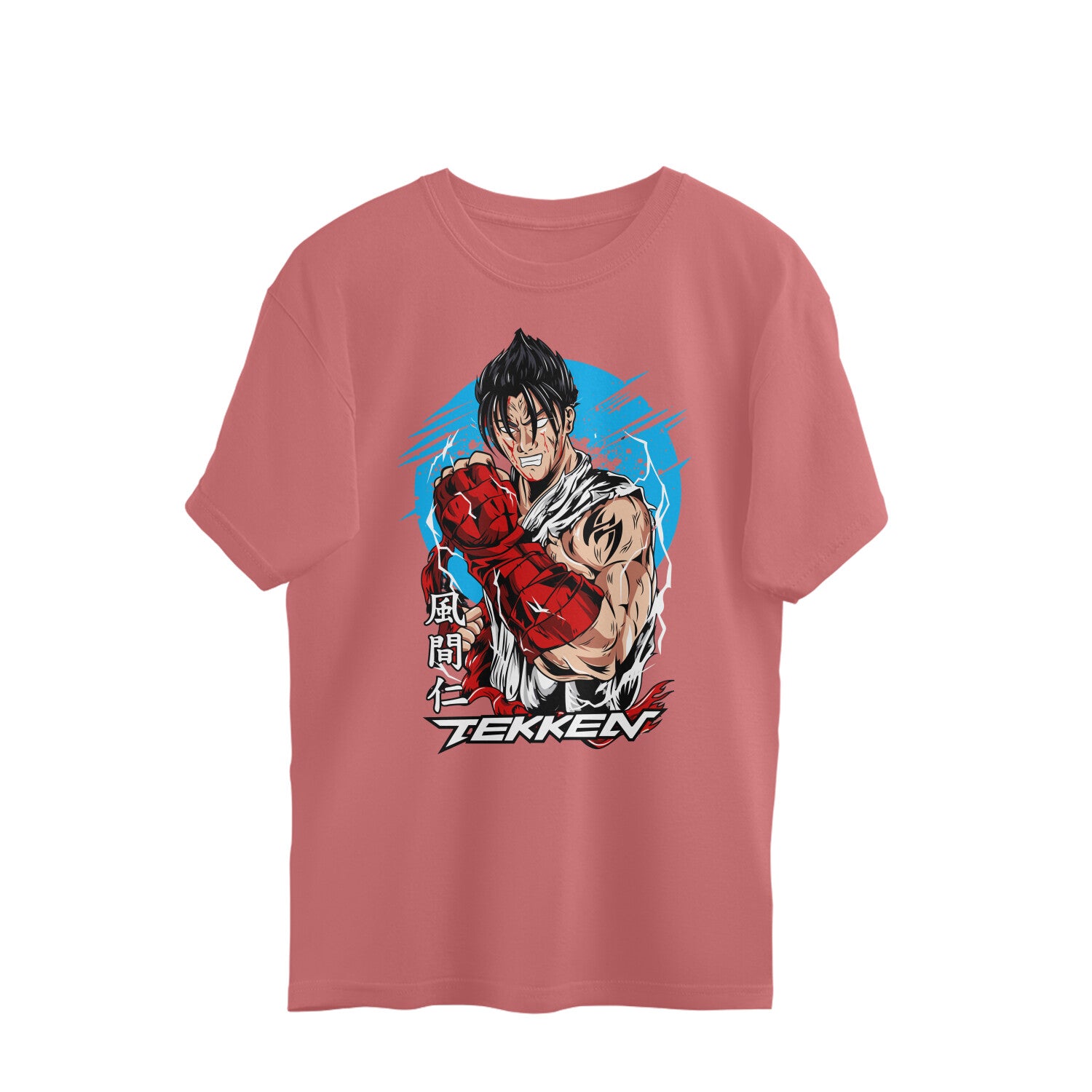 Men King tekken graphic printed crew neck oversized Tee