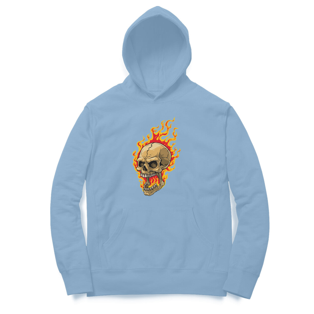 hoodie with flaming skull print