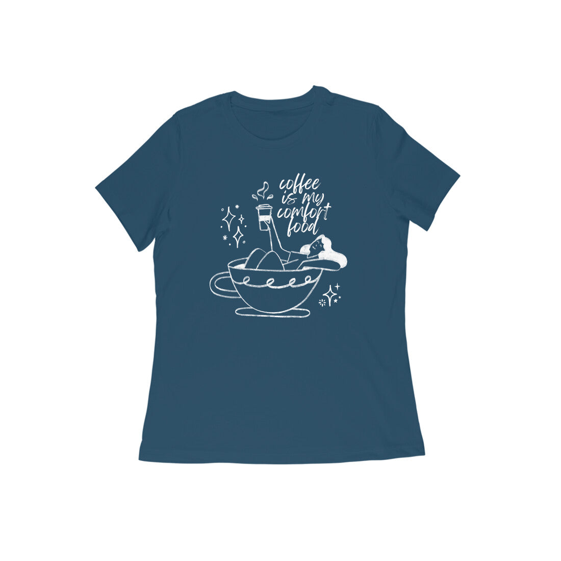 Women coffee lover graphic printed round neck T-Shirt