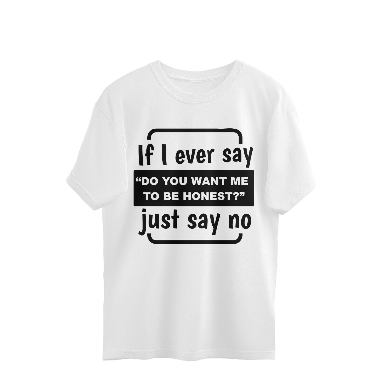 Stylish men’s white oversized t-shirt with funny text