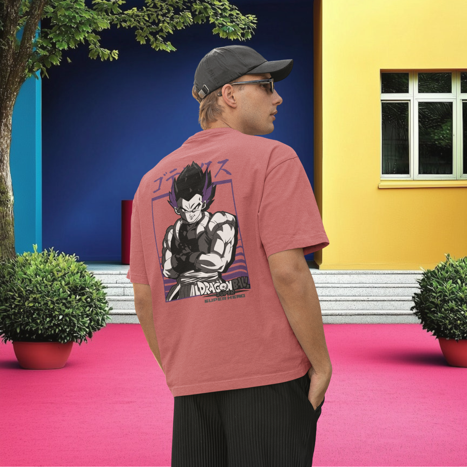 Men Vegeta dragon ball graphic back printed oversized Tee