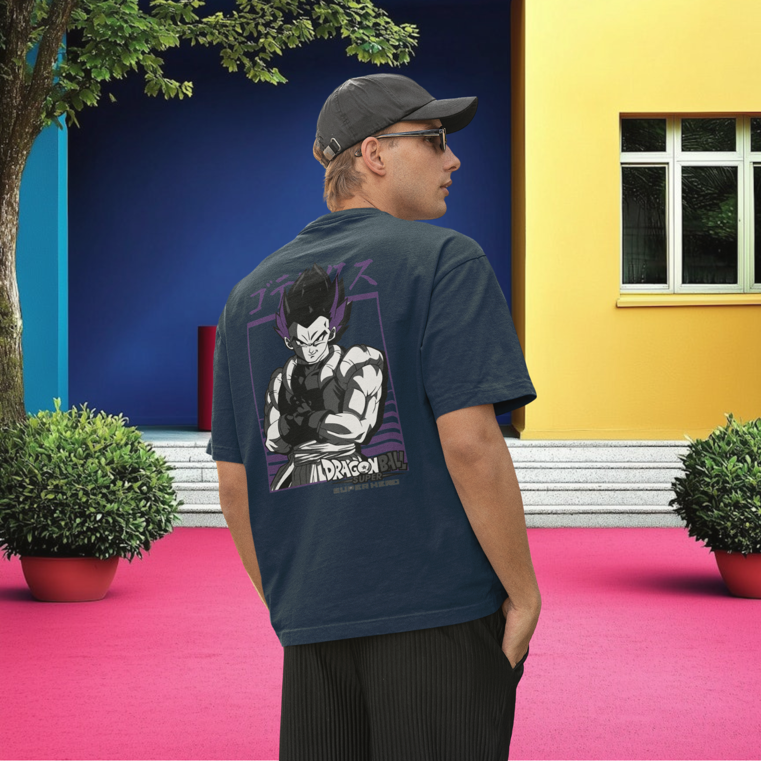Men Vegeta dragon ball graphic back printed oversized Tee
