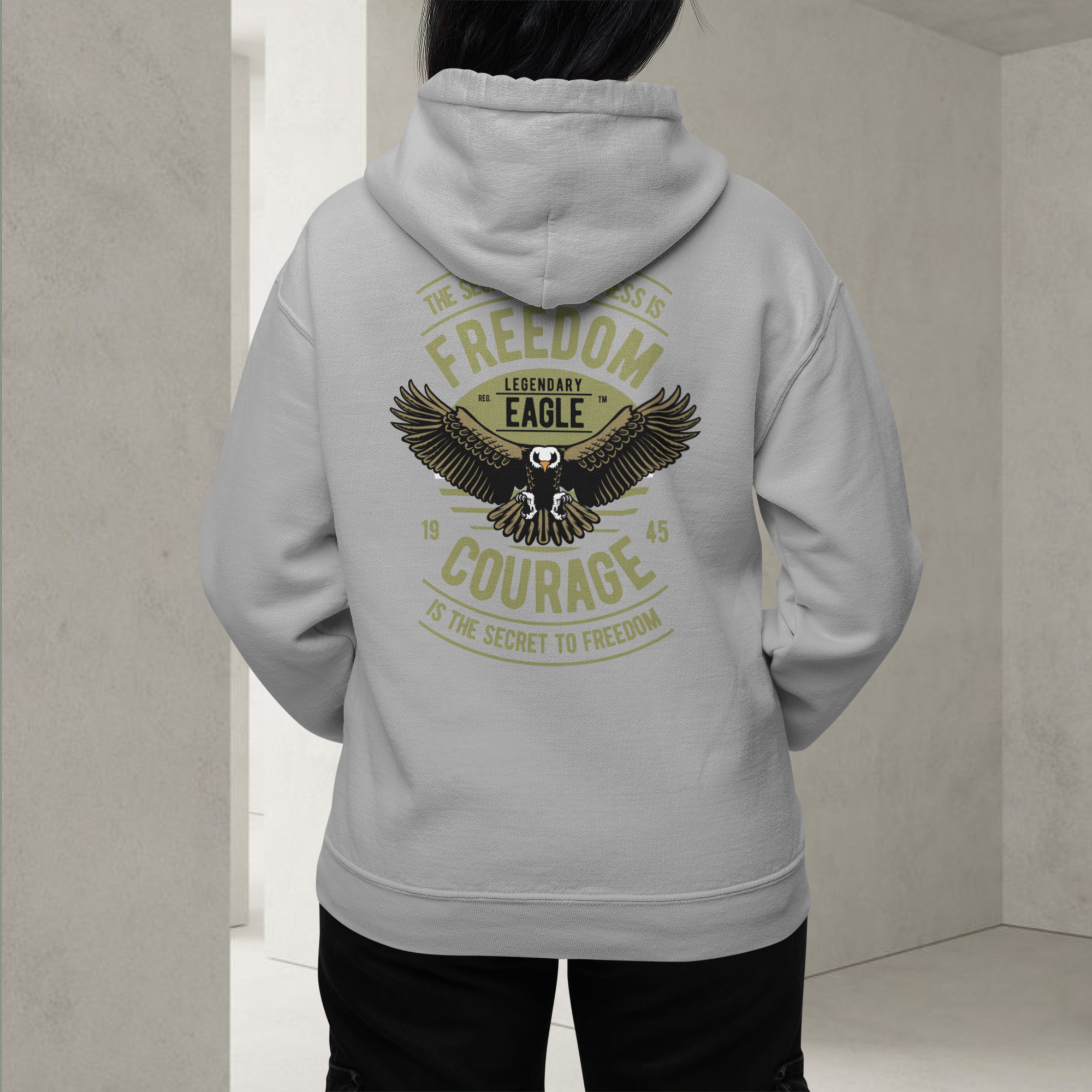 Women legendary eagle graphic back printed oversized streetwear Hoodie