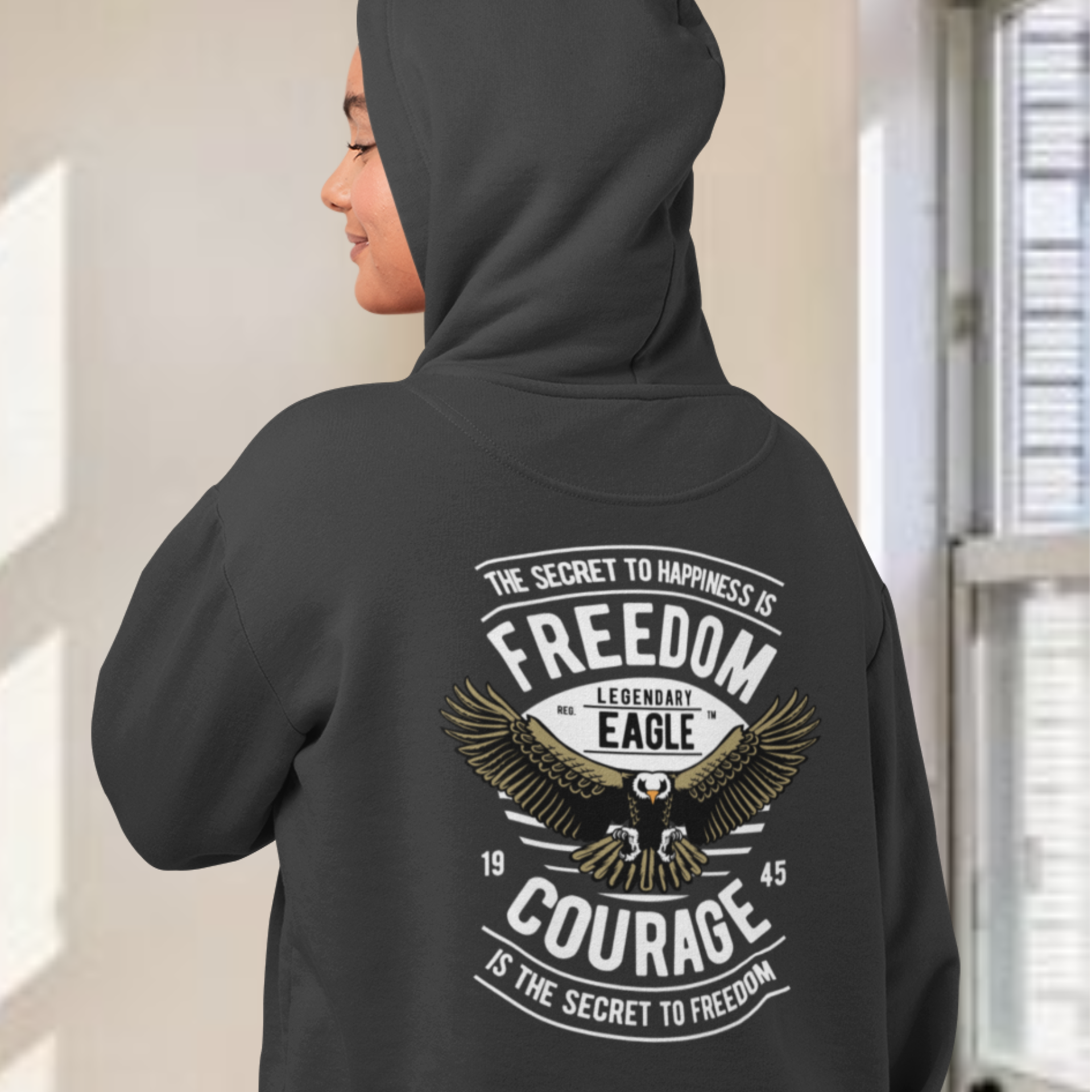 Women legendary eagle graphic back printed oversized streetwear Hoodie