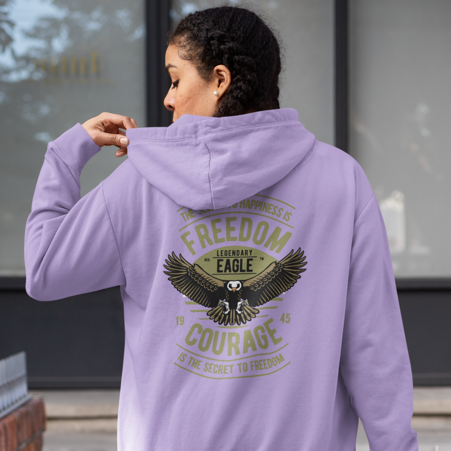 Women legendary eagle graphic back printed oversized streetwear Hoodie