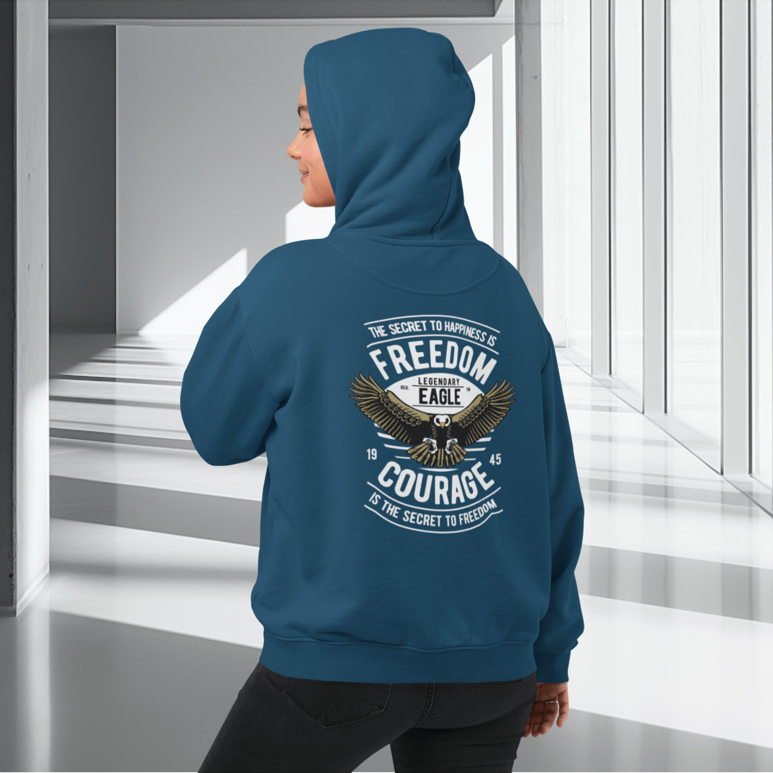 Women legendary eagle graphic back printed oversized streetwear Hoodie