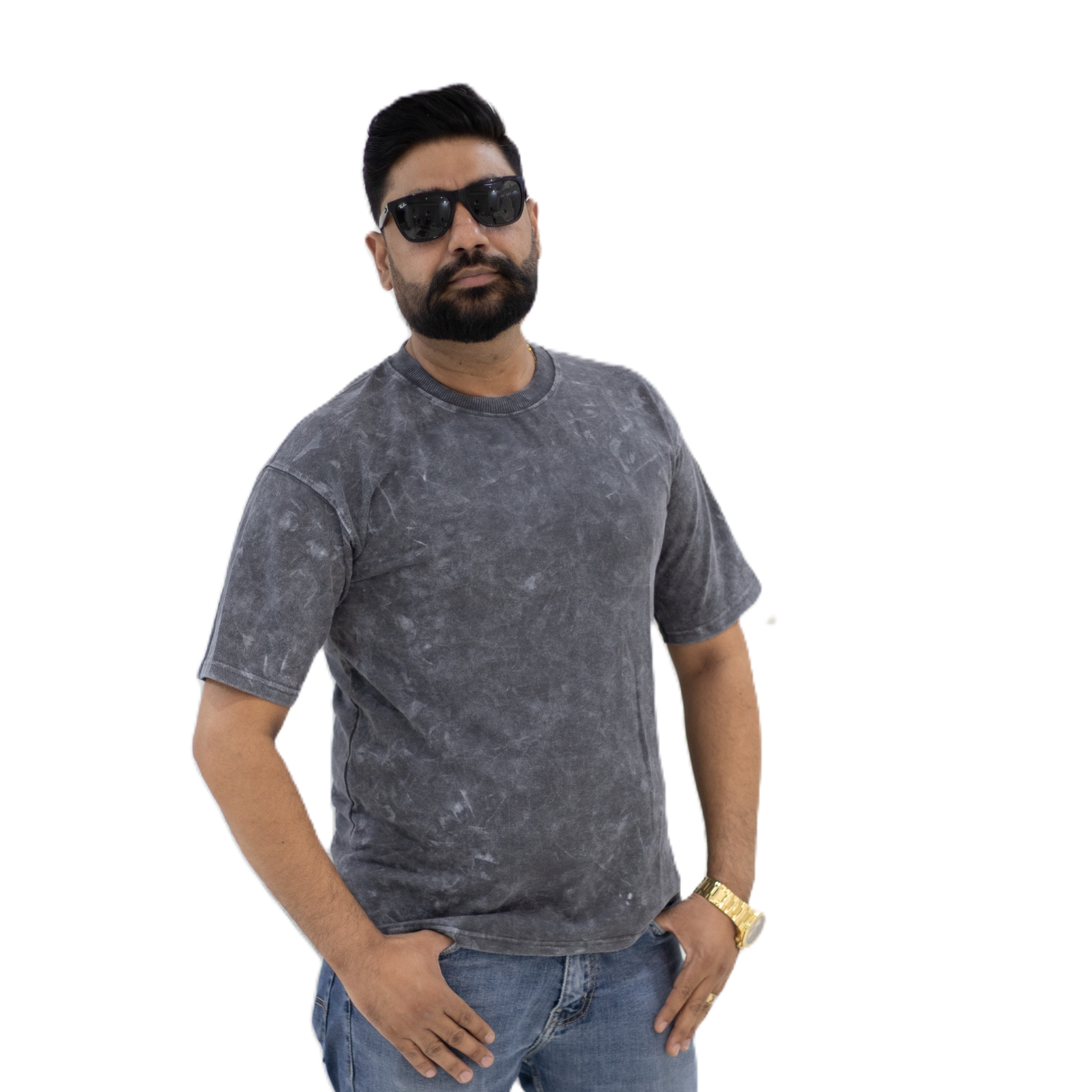 Men's  grey tie-dye t-shirt