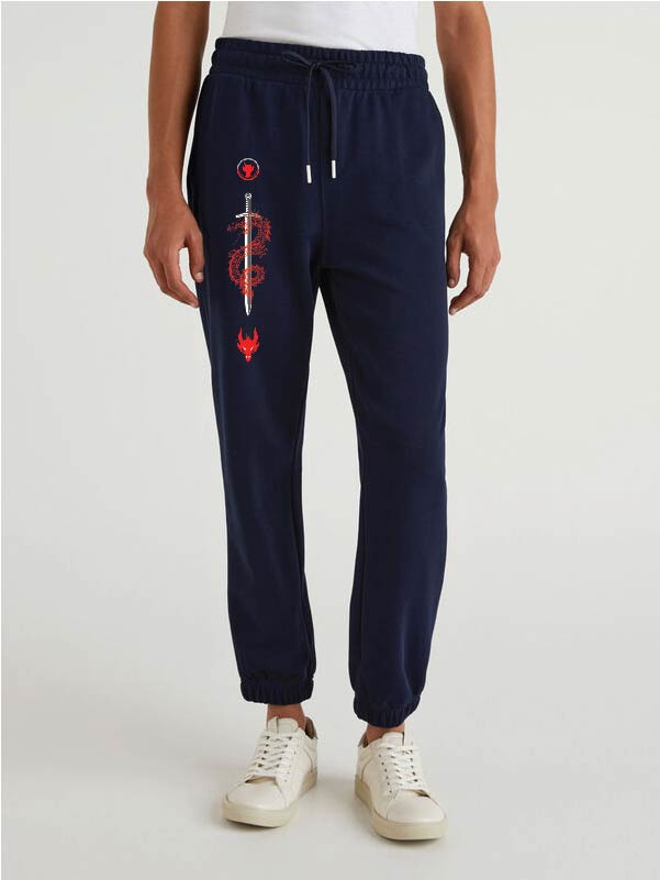 Blue surpentine graphic print joggers for men