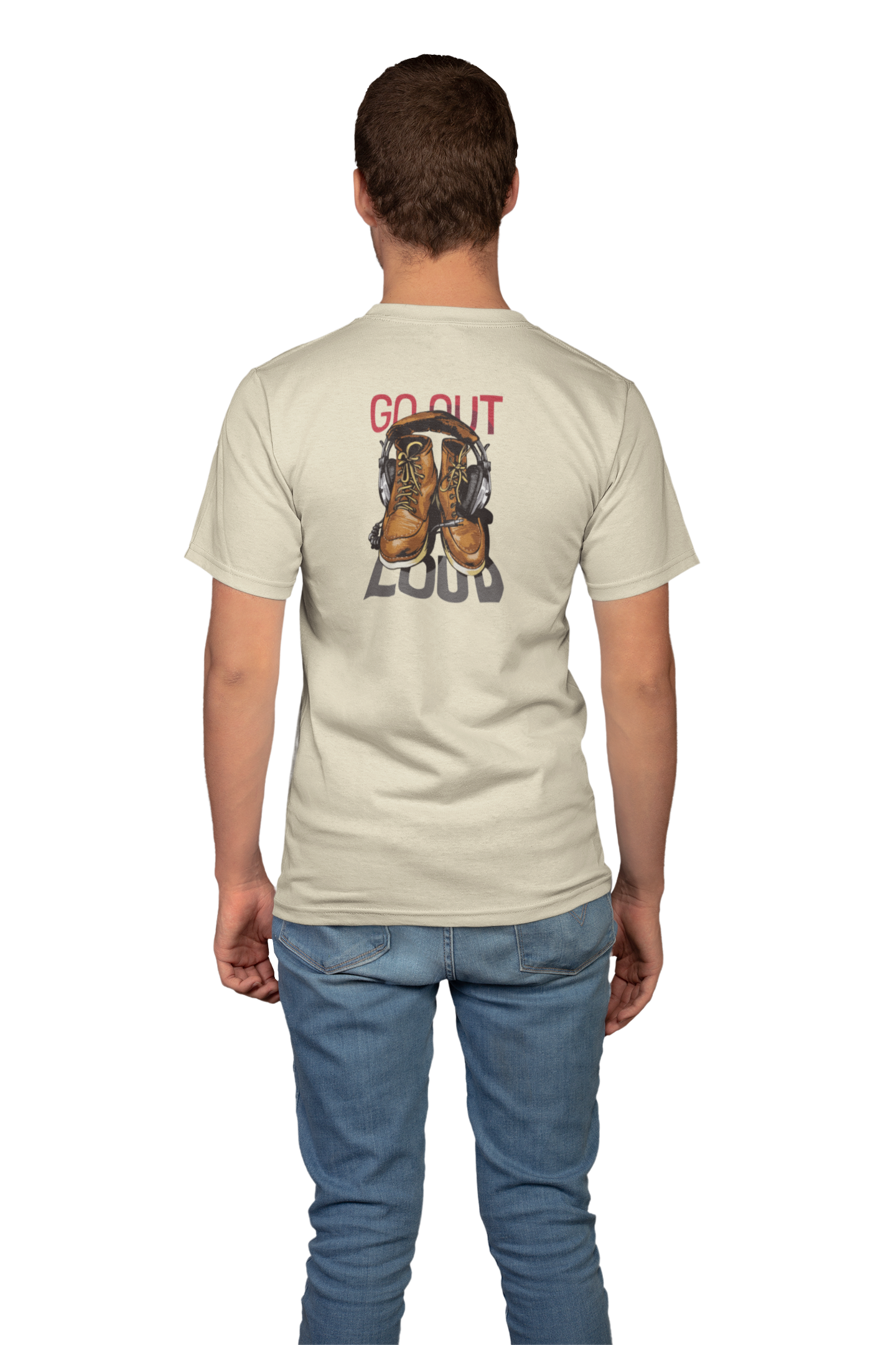 Back printed Go Out Loud design T shirt men