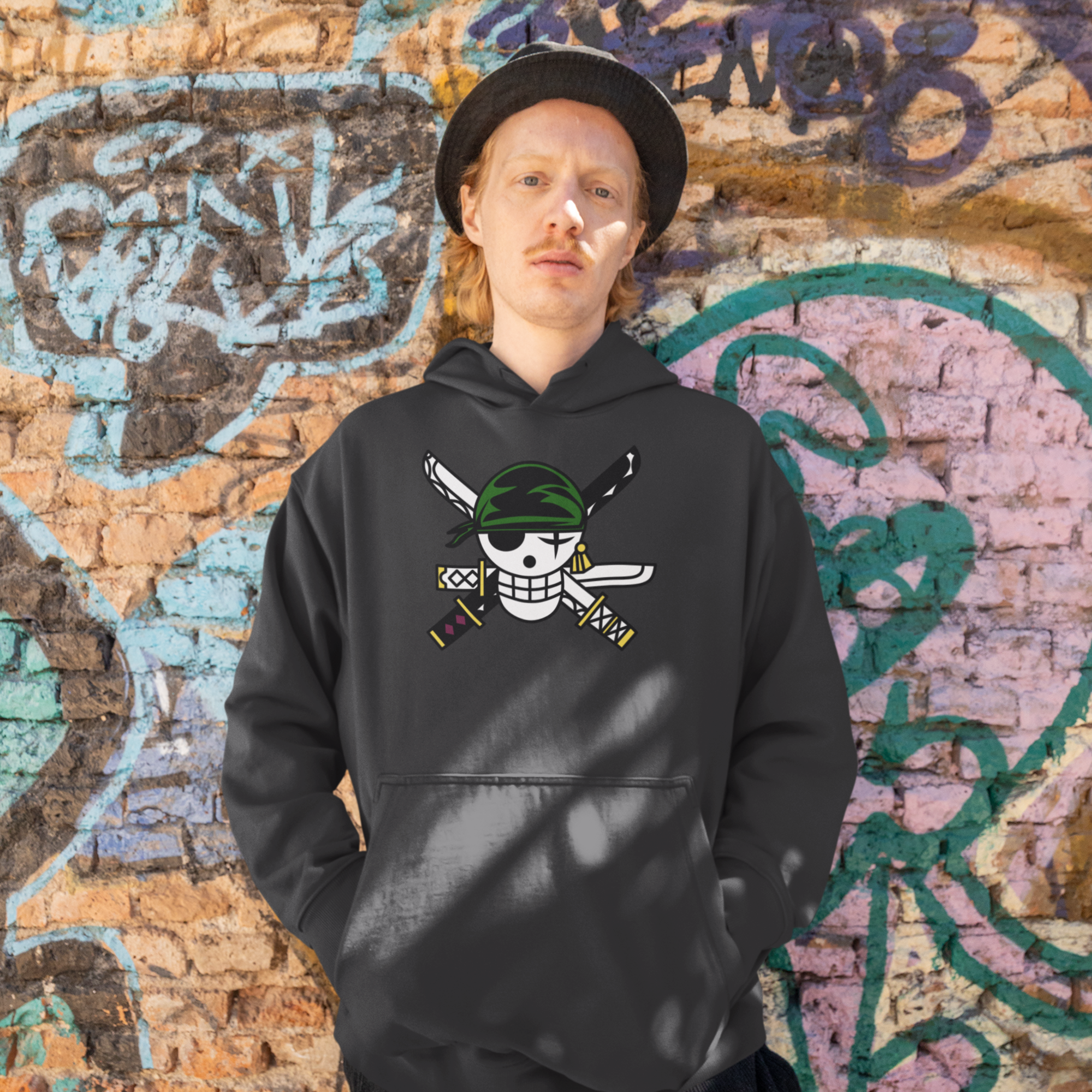 Men zoro logo graphic printed oversized Hoodie